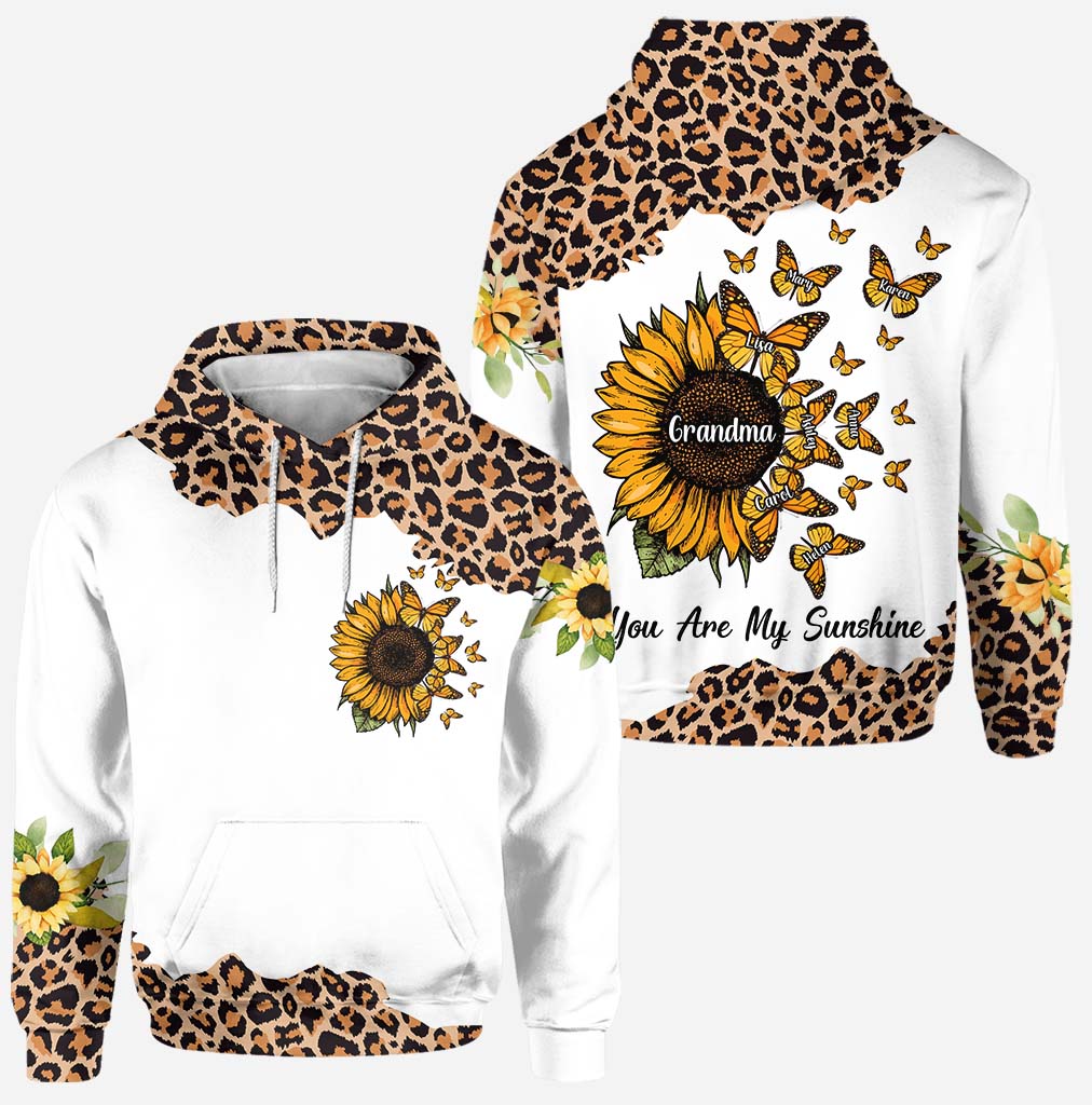 Beautiful Leopard Sunflower My Little Sunshine - Personalized Grandma Hoodie and Leggings