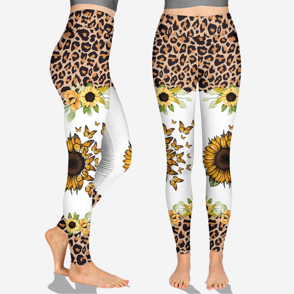 Beautiful Leopard Sunflower My Little Sunshine - Personalized Grandma Hoodie and Leggings