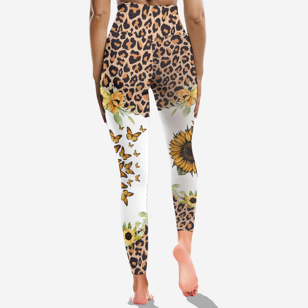 Beautiful Leopard Sunflower My Little Sunshine - Personalized Grandma Hoodie and Leggings