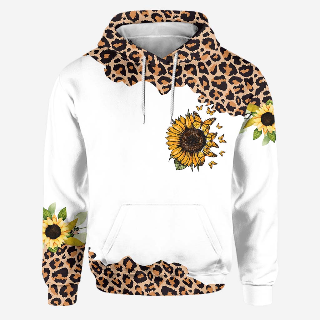 Beautiful Leopard Sunflower My Little Sunshine - Personalized Grandma Hoodie and Leggings