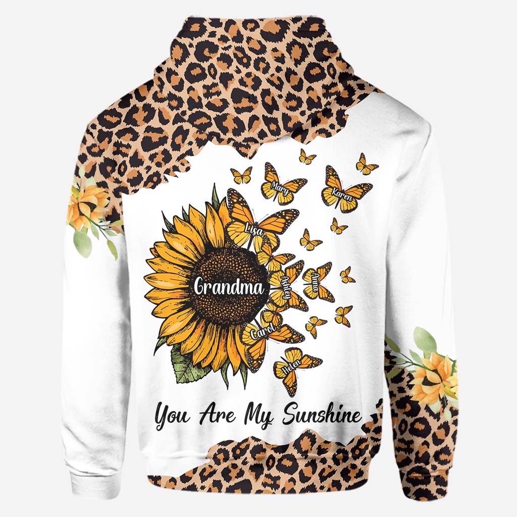Beautiful Leopard Sunflower My Little Sunshine - Personalized Grandma Hoodie and Leggings