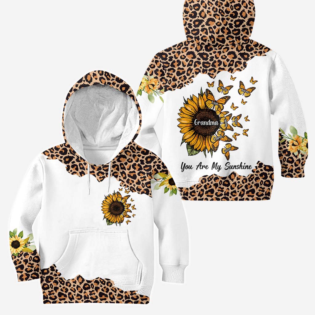Beautiful Leopard Sunflower My Little Sunshine - Personalized Grandma Hoodie and Leggings