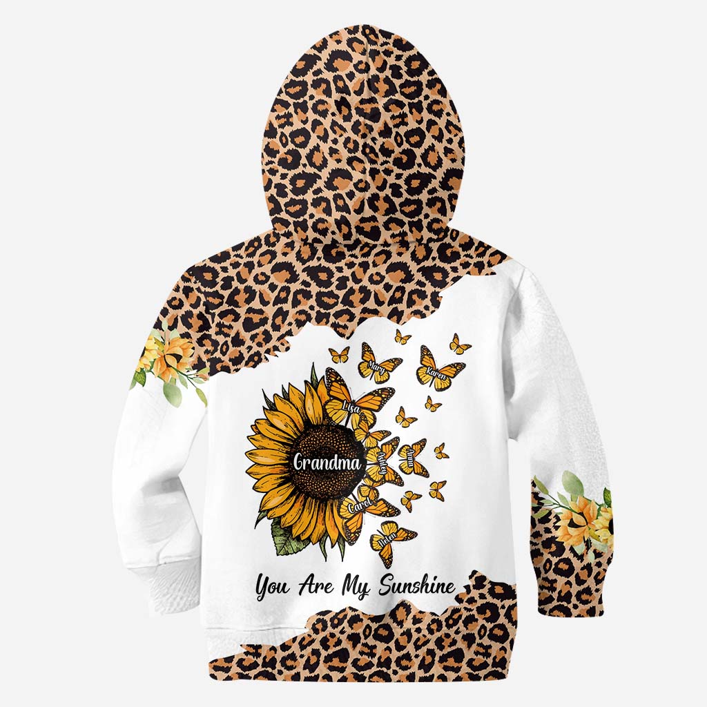 Beautiful Leopard Sunflower My Little Sunshine - Personalized Grandma Hoodie and Leggings