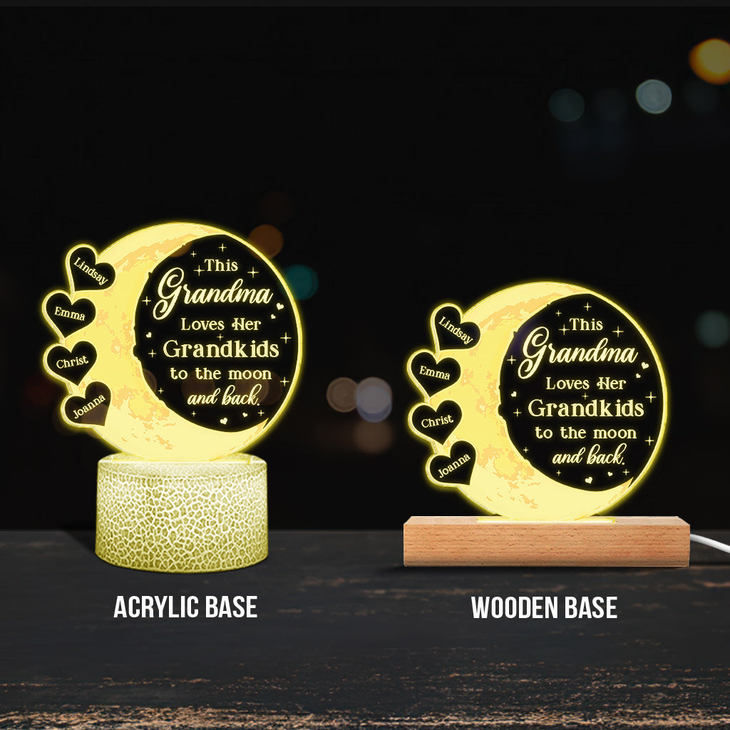 This Grandma Loves Her Grandkids - Personalized Mother's Day Grandma Shaped Plaque Light Base