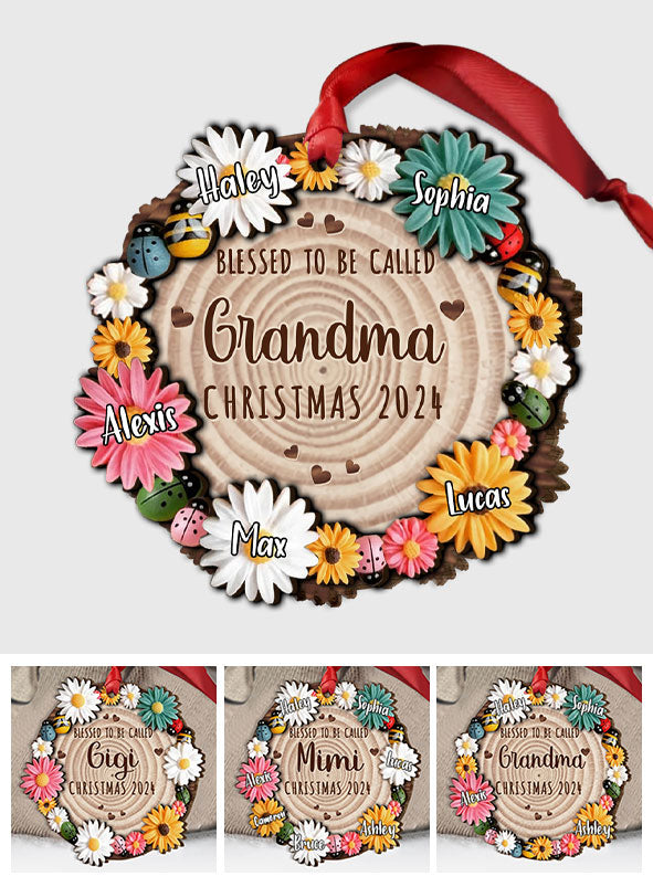 Nana Flowers - Personalized Christmas Grandma Layered Wood Ornament