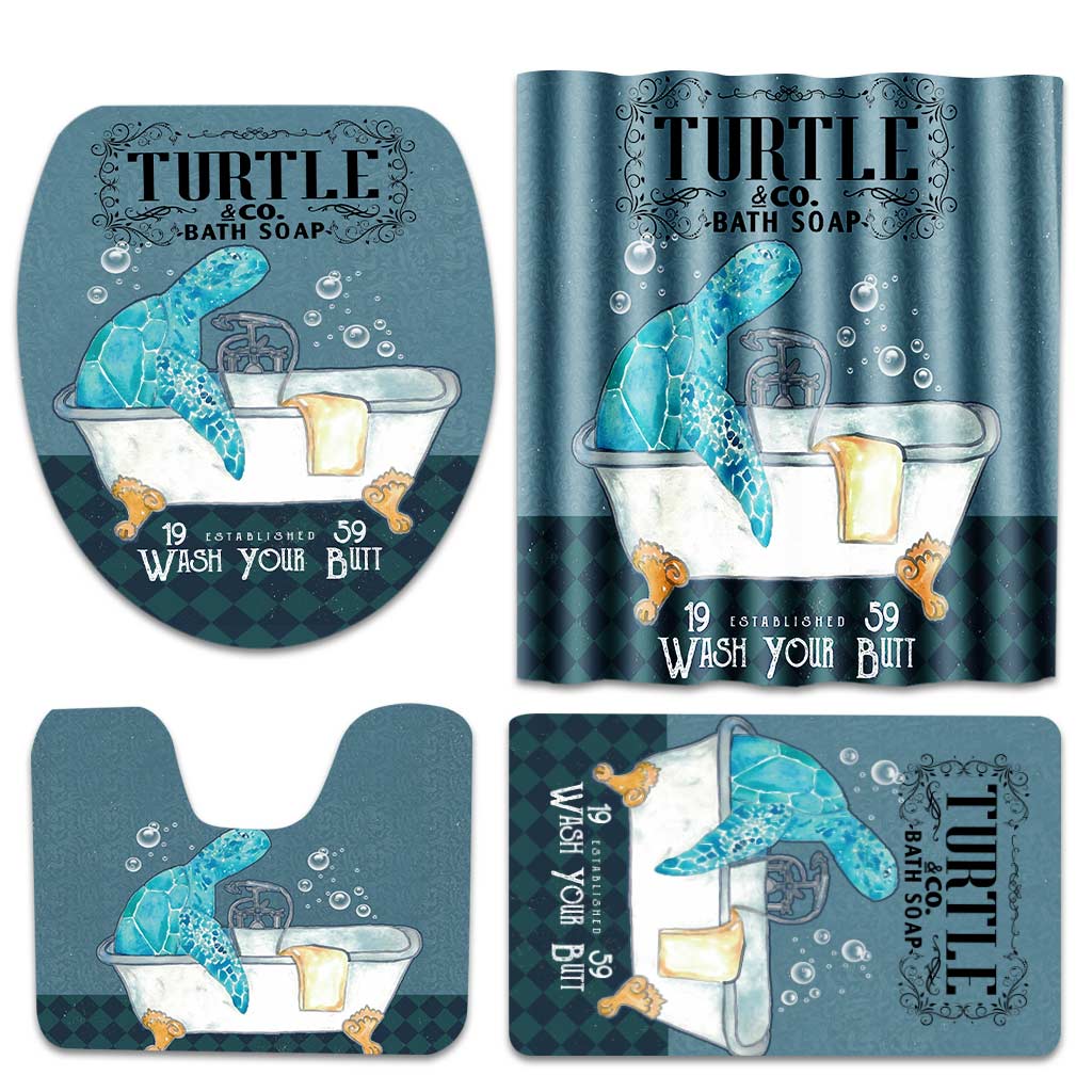 Bath Soap Co. - Turtle Bathroom Curtain & Mats Set