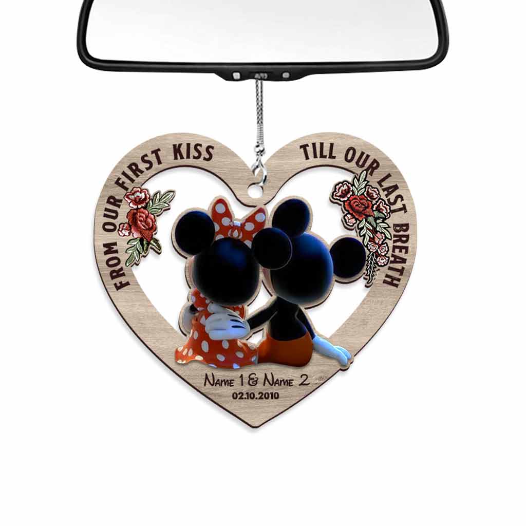 From Our First Kiss Till Our Last Breath - Personalized Mouse Car Ornament (Printed On Both Sides)