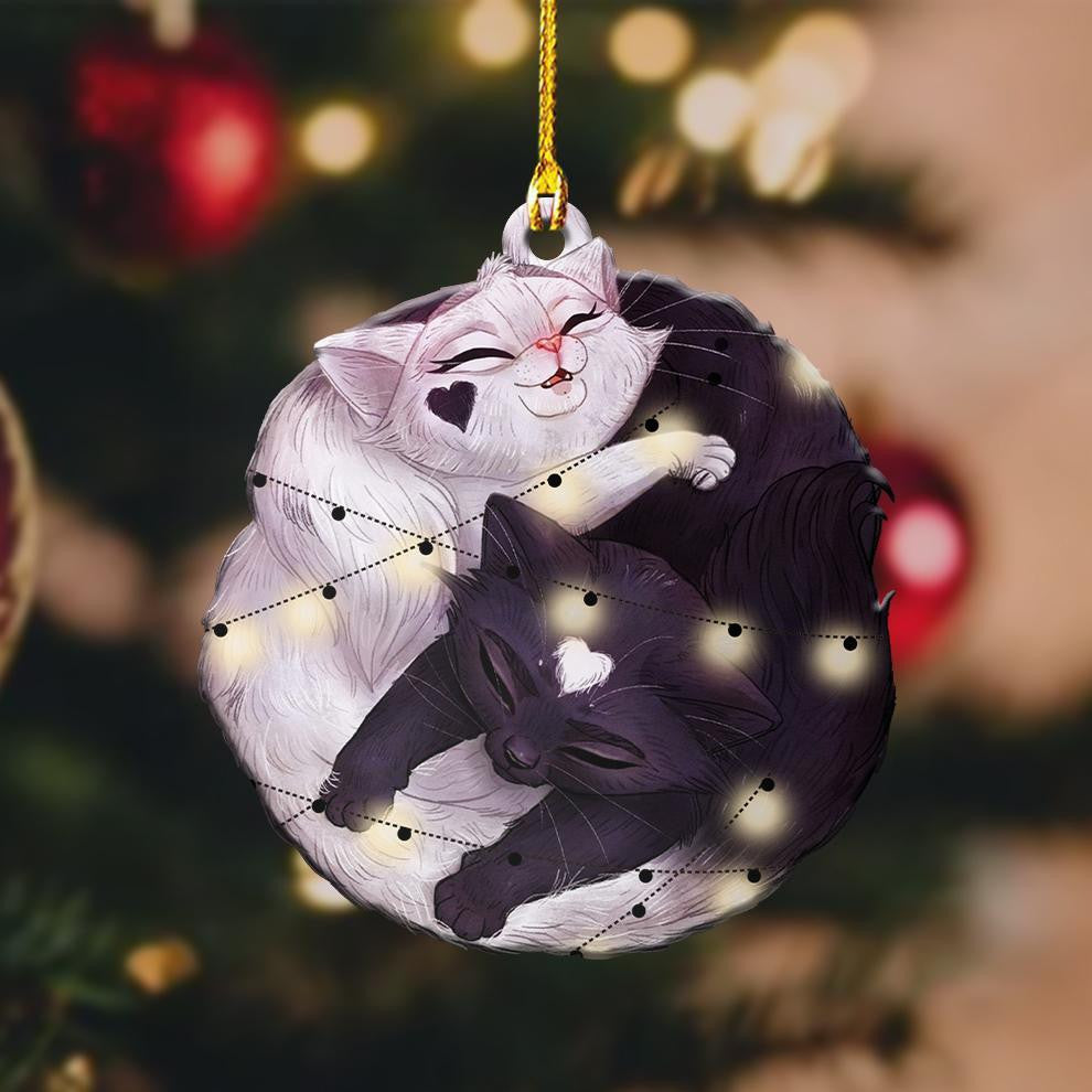 Adorable Cat Yin And Yang Pattern - Cat Ornament (Printed On Both Sides) 1122