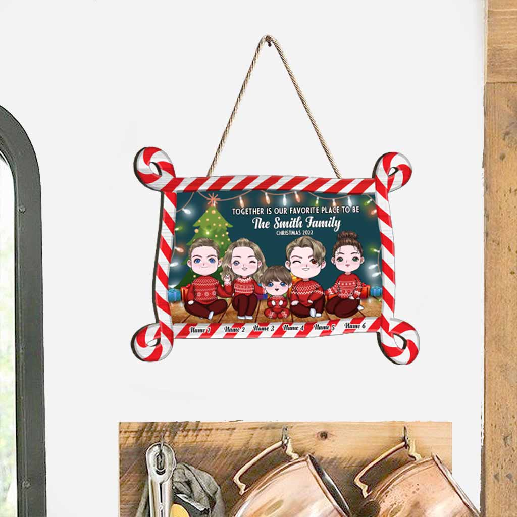 Together Is Our Favorite Place To Be Christmas 2022 - Personalized Family Wood Sign