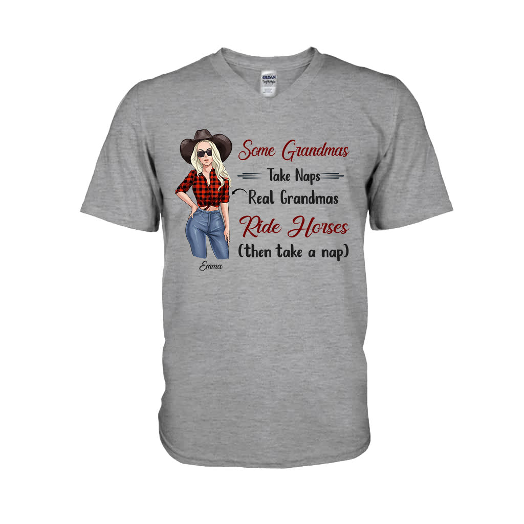 Real Grandmas Ride Horses - Personalized Mother's Day Grandma T-shirt and Hoodie