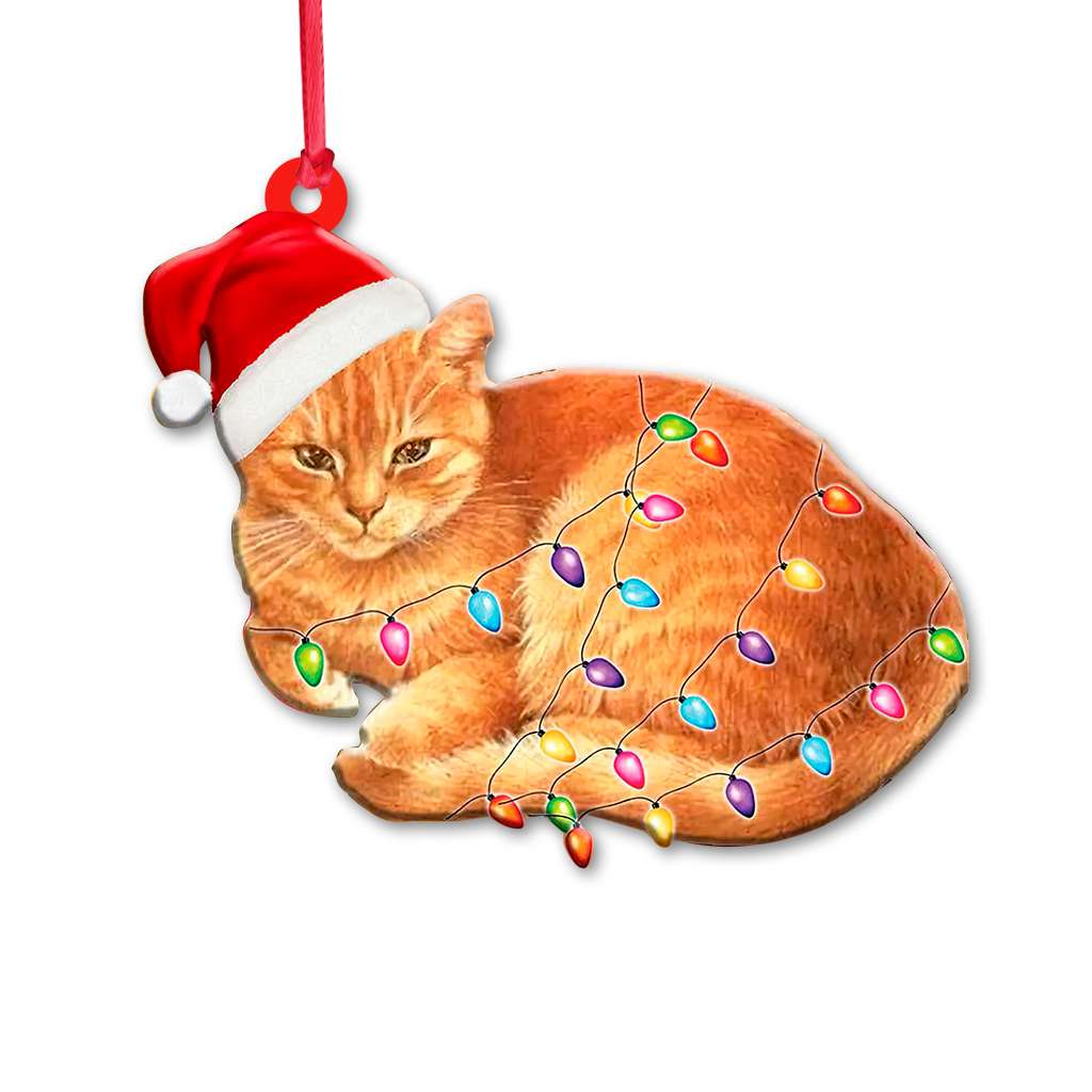 Christmas Light Orange Cat Cute - Cat Ornament (Printed On Both Sides) 1122