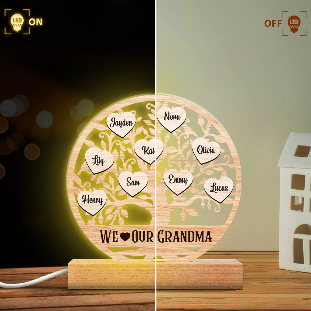 We Love Our Grandma - Personalized Mother's Day Grandma Shaped Plaque Light Base