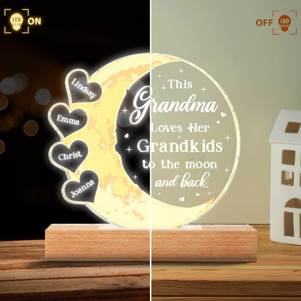 This Grandma Loves Her Grandkids - Personalized Mother's Day Grandma Shaped Plaque Light Base