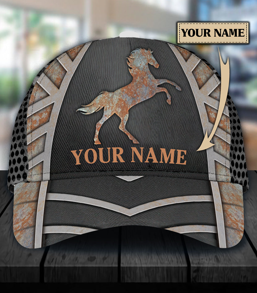 Rusty Metal Print - Personalized Horse Classic Cap 0823