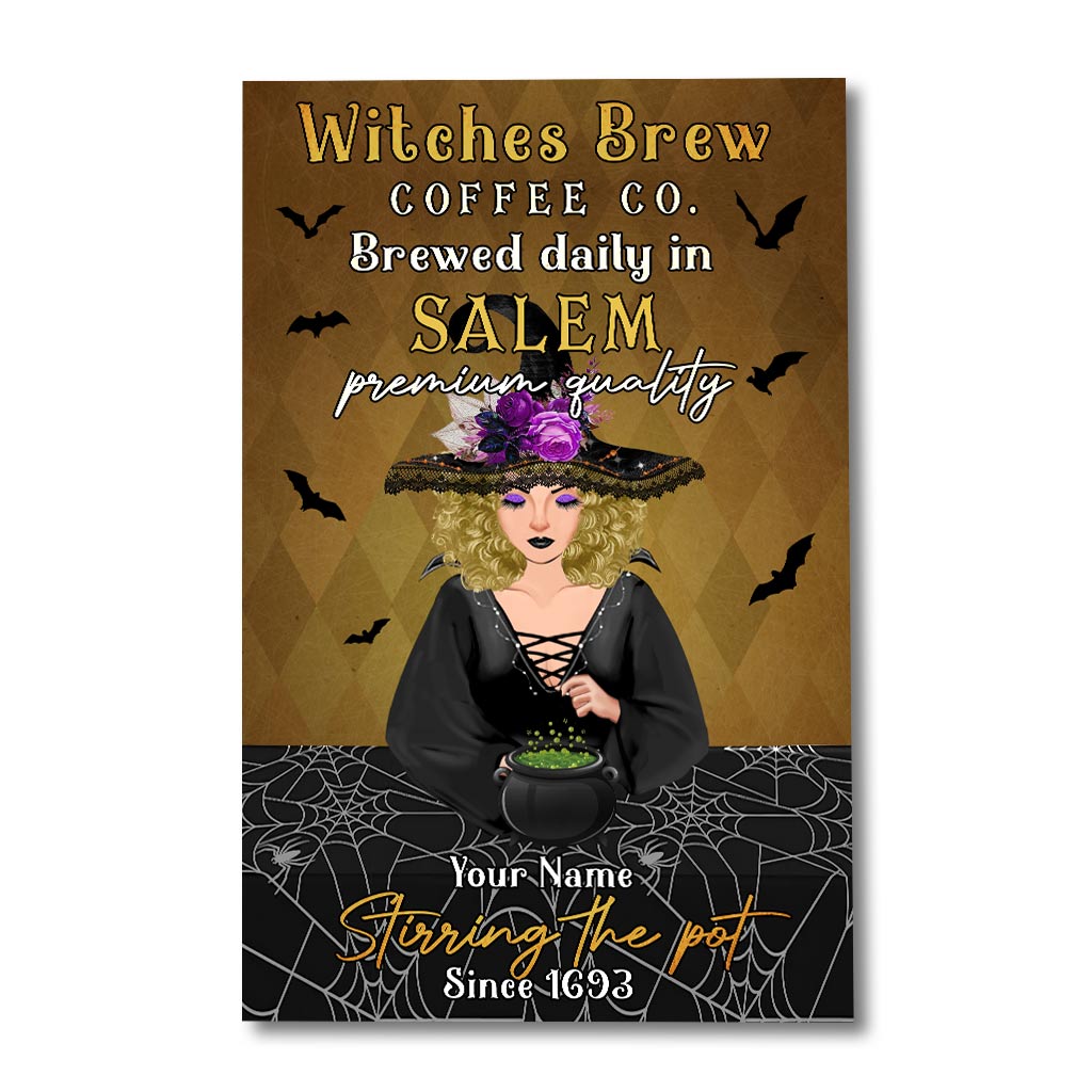 Witches Brew Coffee Co. - Personalized Halloween Witch Canvas And Poster