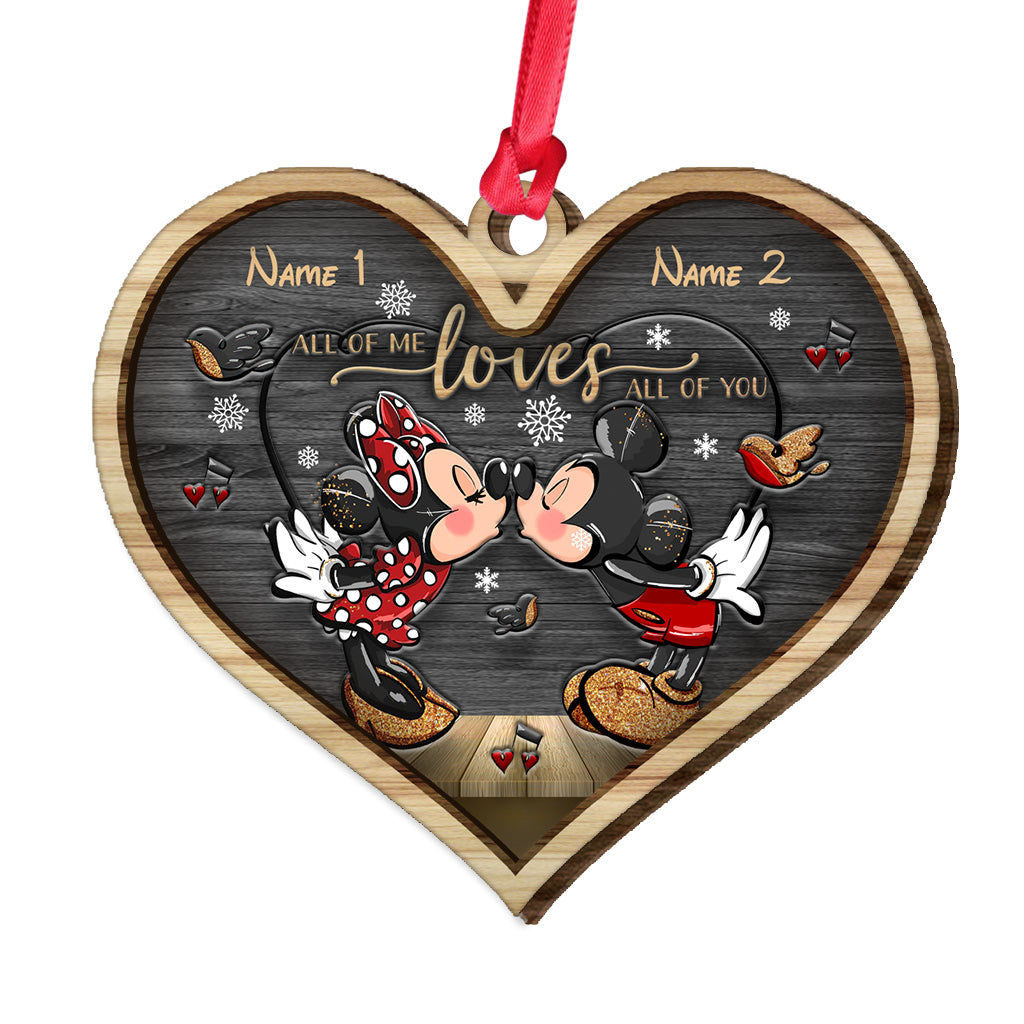 All Of Me Loves All Of You - Personalized Christmas Mouse Layered Wood Ornament