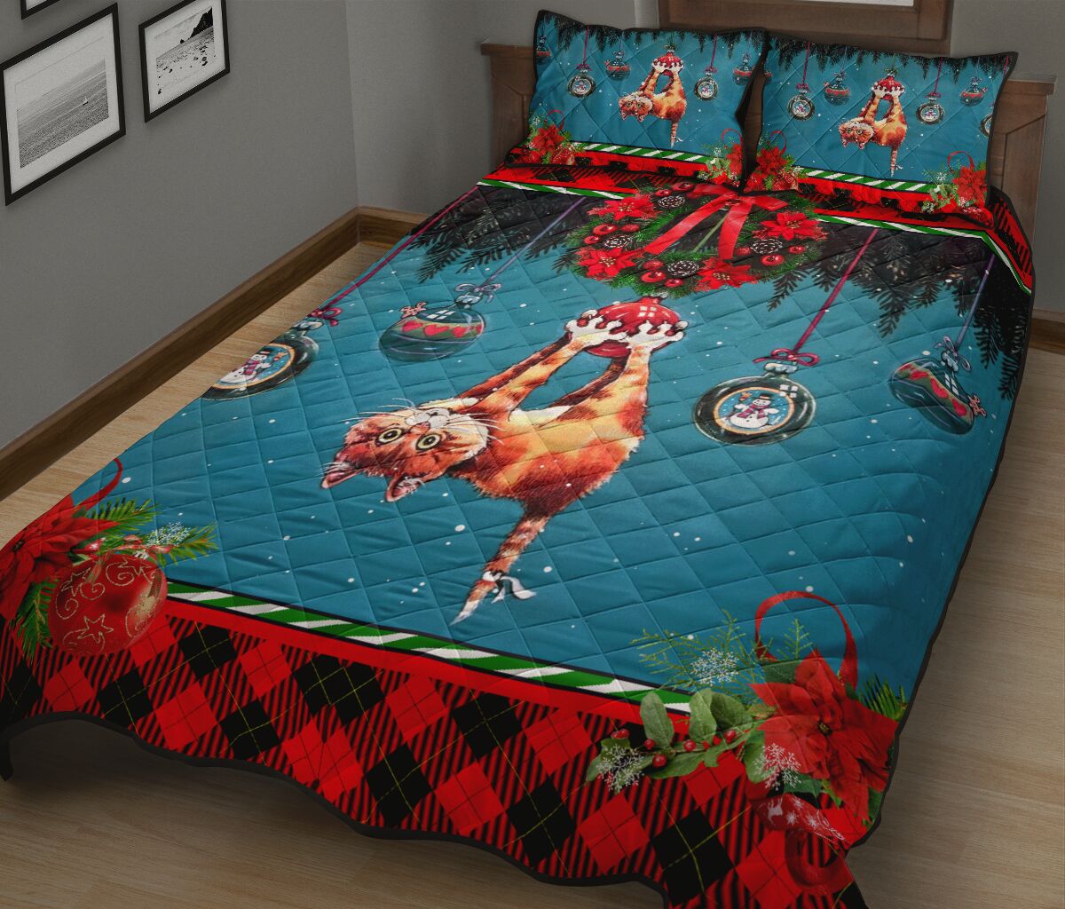 Merry And Bright Cat Quilt Set 0622