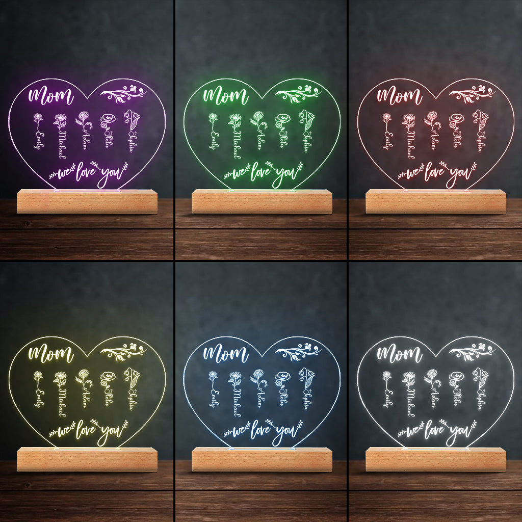 Mom’s Garden - Personalized Mother's Day Grandma Shaped Plaque Light Base