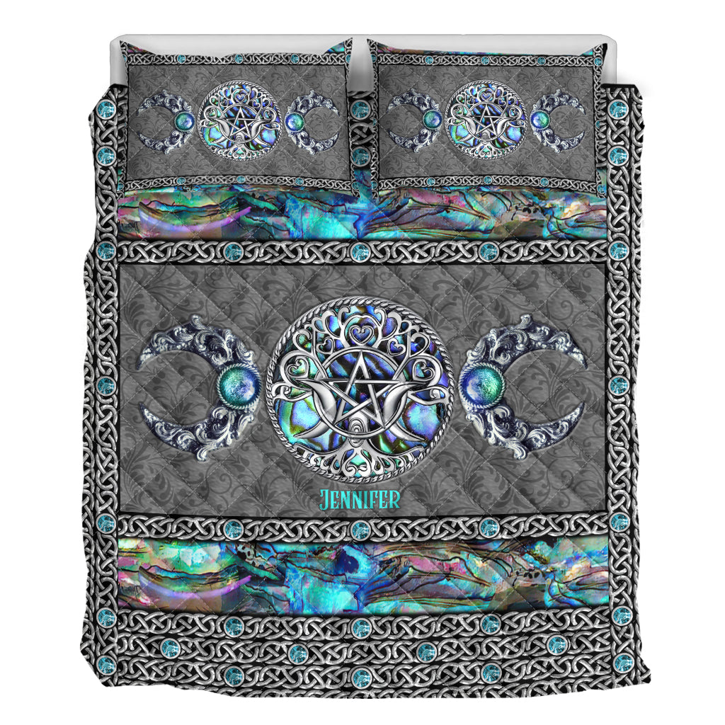 Mystery Spirit Triple Moon - Personalized Witch Quilt Set