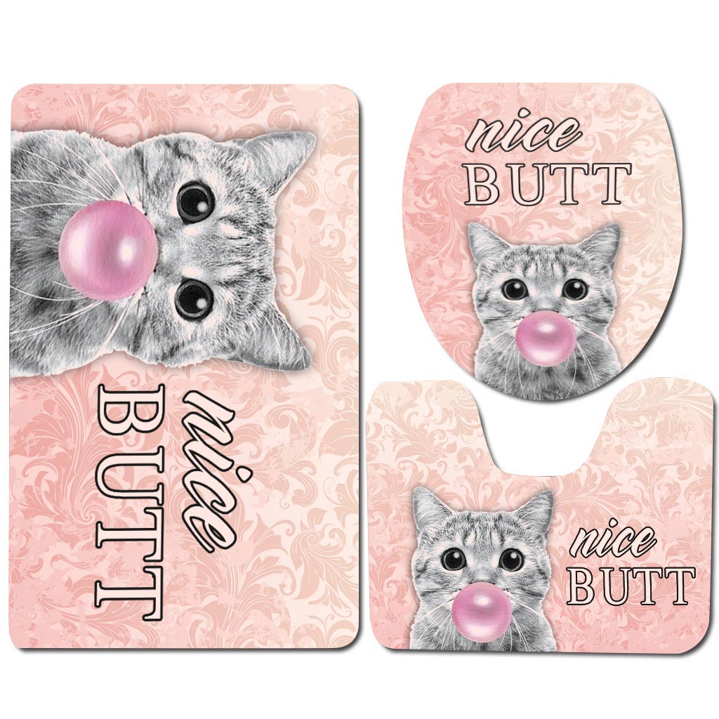 Nice Butt - Cat 3 Pieces Bathroom Mats Set