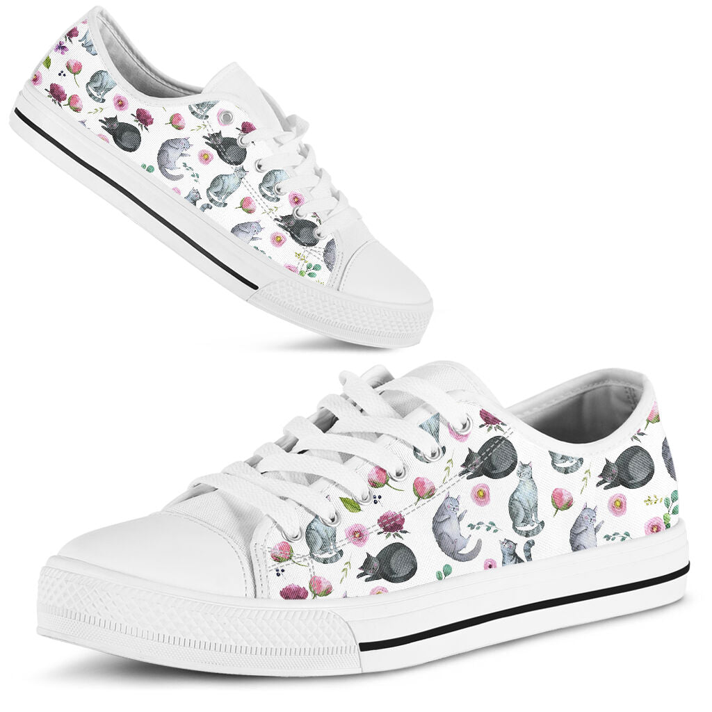 Cute Cats Floral Cat Low Top Shoes 0622