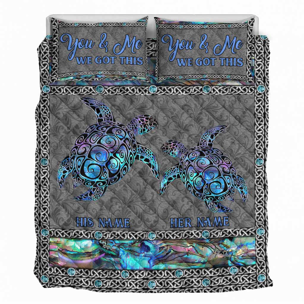 So Many In The Ocean - Personalized Turtle Quilt Set With 3D Pattern Print