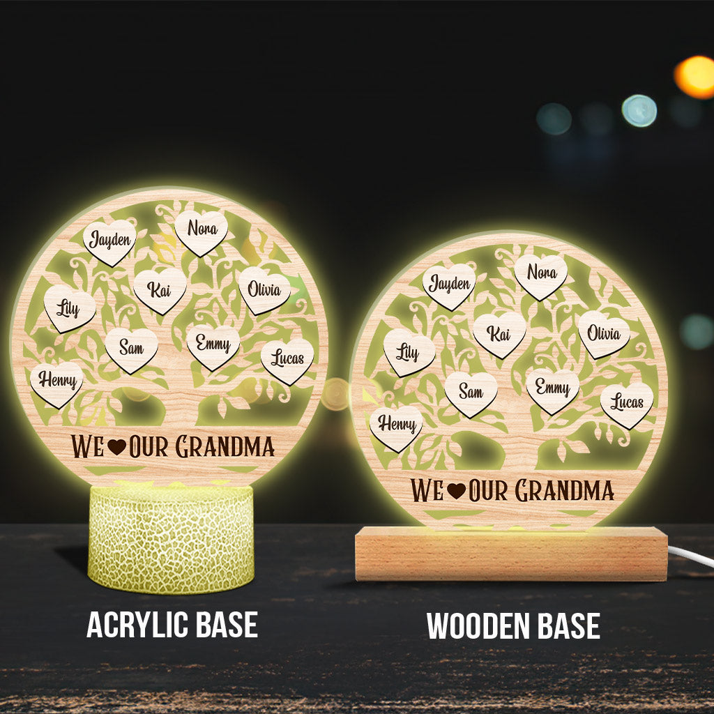 We Love Our Grandma - Personalized Mother's Day Grandma Shaped Plaque Light Base