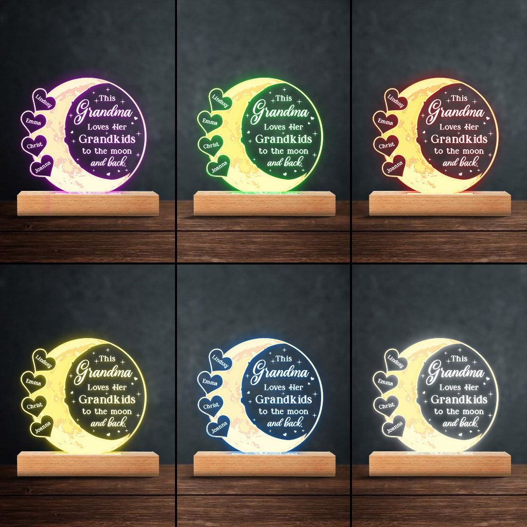 This Grandma Loves Her Grandkids - Personalized Mother's Day Grandma Shaped Plaque Light Base