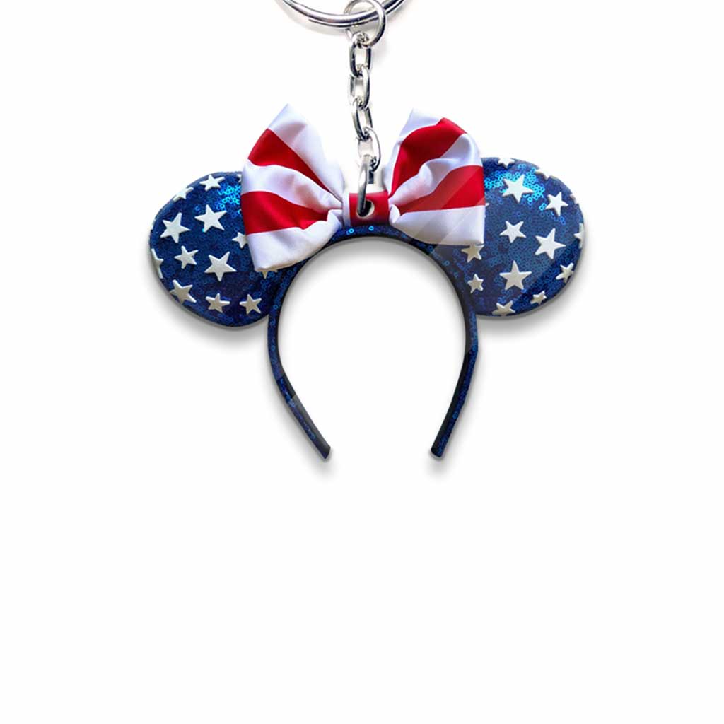 Happy 4th Of July - Independence Day Mouse Keychain With 3D Pattern Print (Printed On Both Sides)