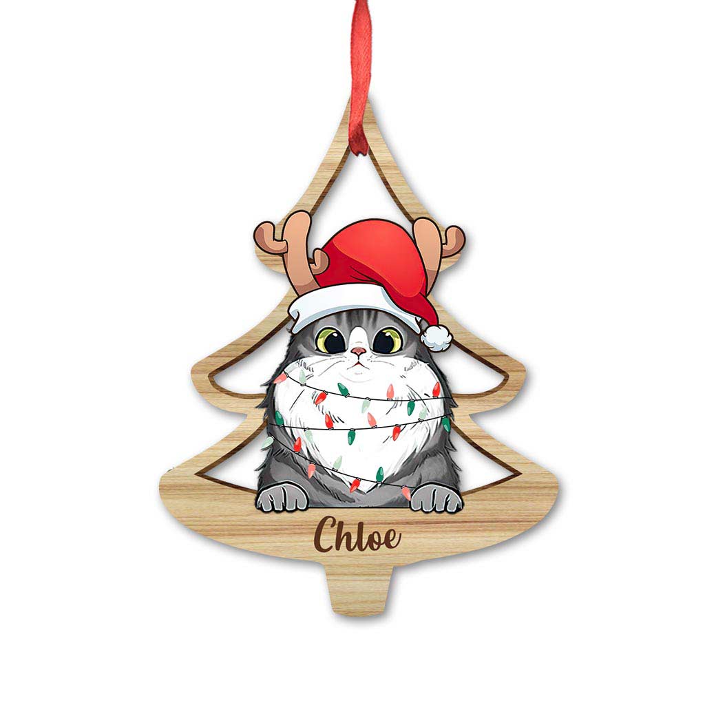 Lovely Cat Christmas Tree - Personalized Christmas Cat Ornament