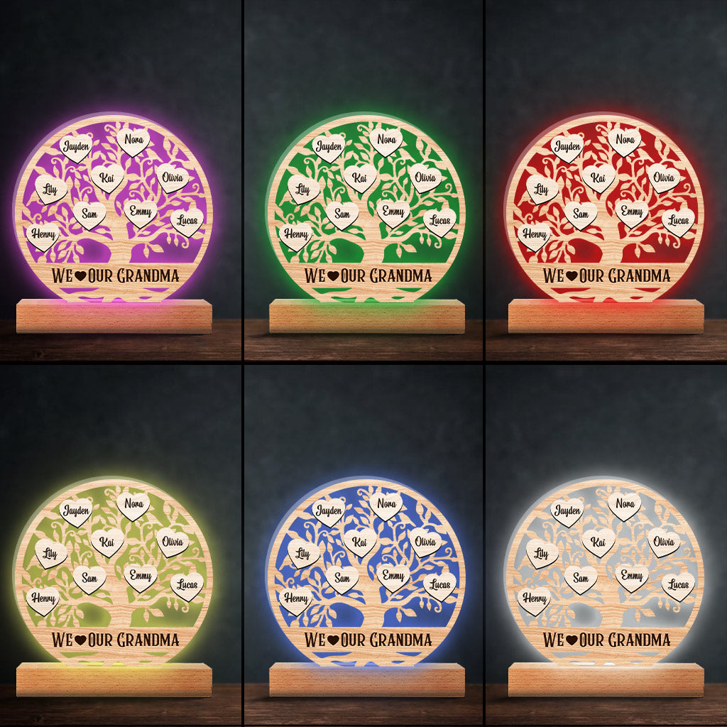 We Love Our Grandma - Personalized Mother's Day Grandma Shaped Plaque Light Base