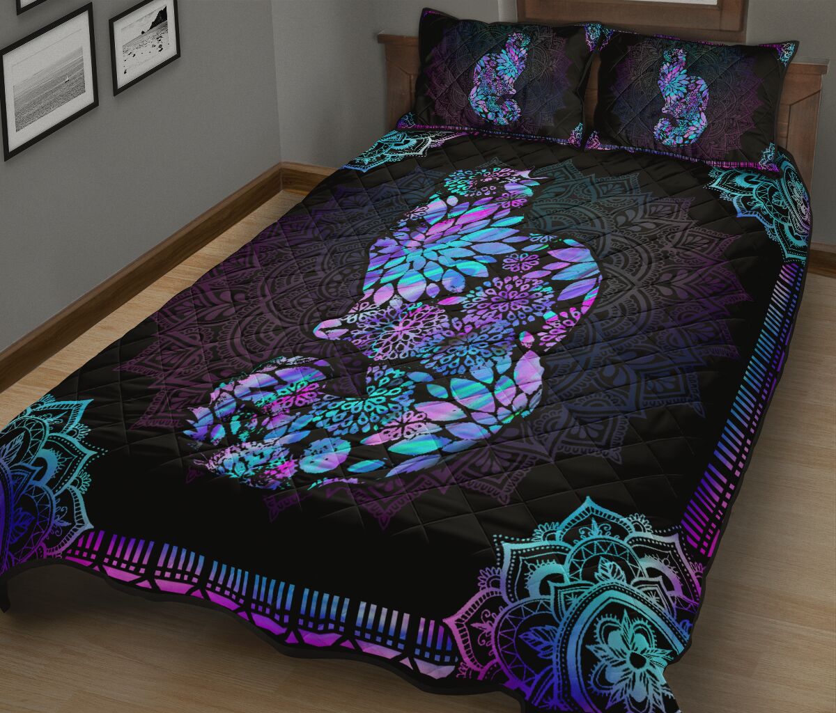 Floral Cat Cat Quilt Set 0622