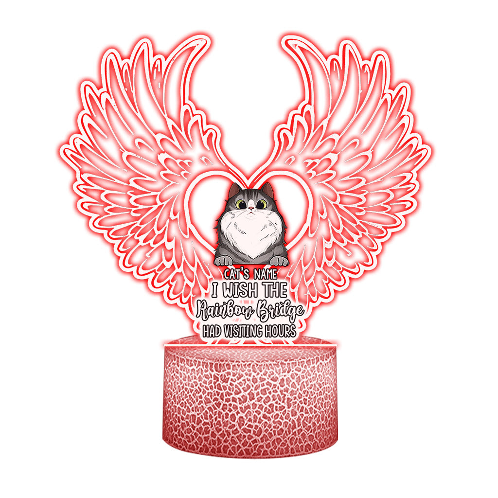 I'll Meet You At The Rainbow Bridge - Personalized Cat Shaped Plaque Light Base