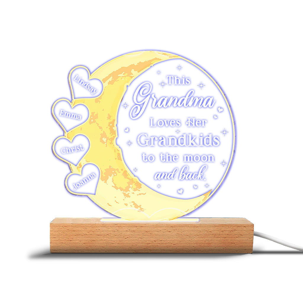 This Grandma Loves Her Grandkids - Personalized Mother's Day Grandma Shaped Plaque Light Base