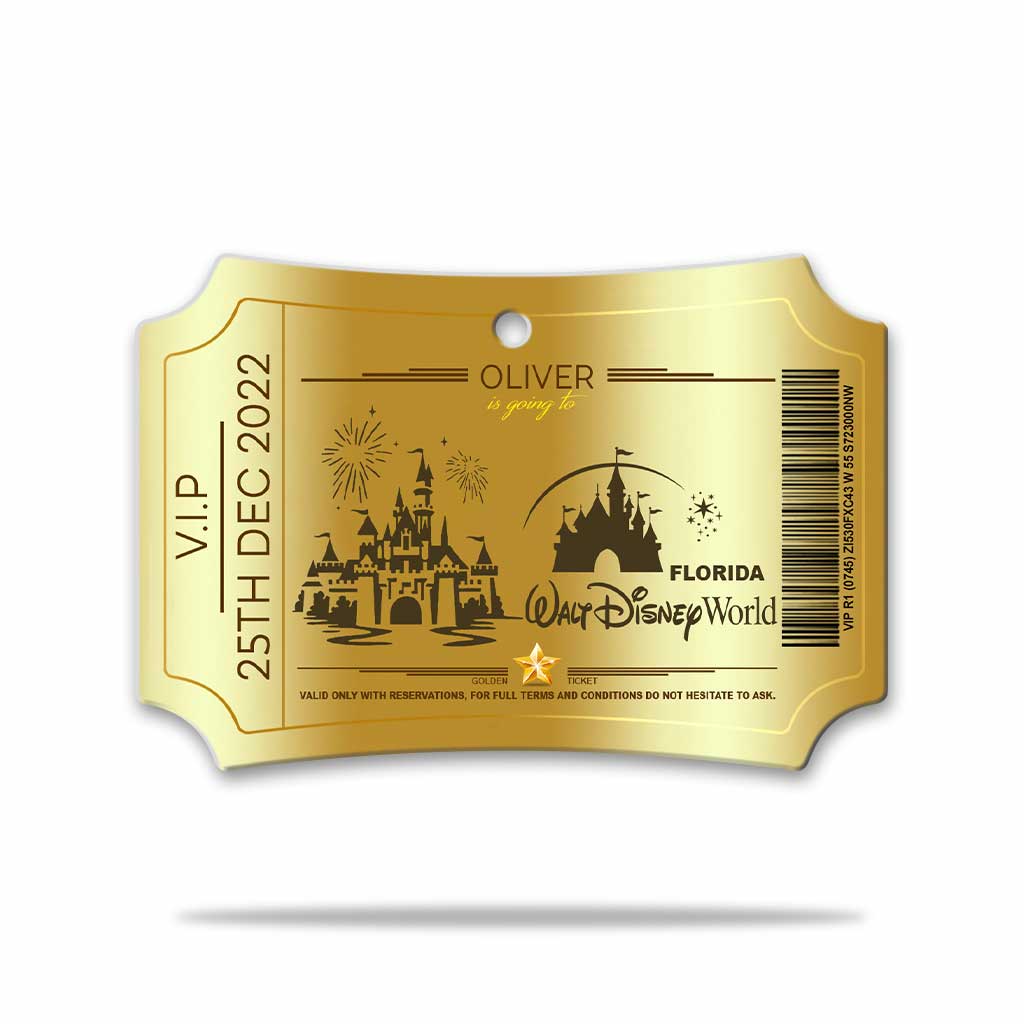 Going To The Magic Kingdom - Personalized Christmas Mouse Scalloped Aluminium Ornament (Printed On Both Sides)