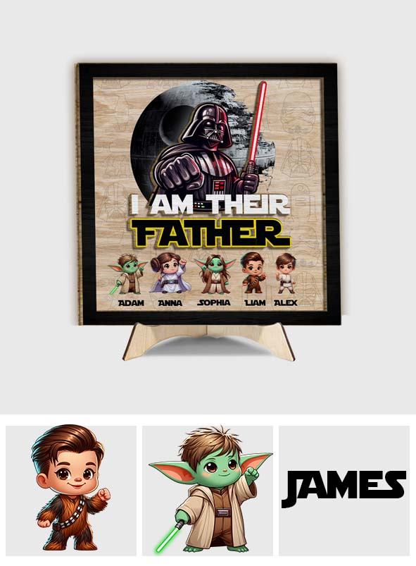I'm Their Father Fist Bump Daddy's Team - Personalized The Force 2 Layered Wood Sign / Wood Plaque