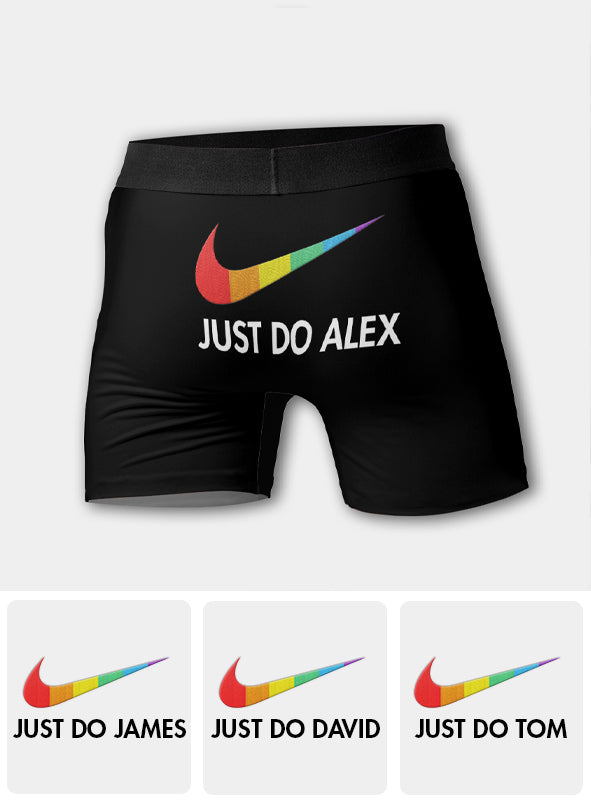 Just Love Rainbow Pride - Personalized LGBT Support Men’s Boxer Briefs