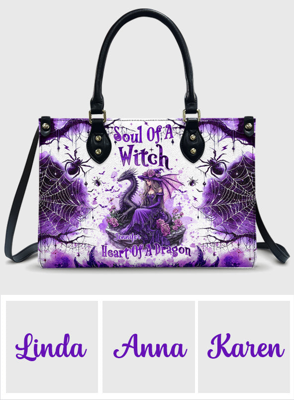 Soul Of A Witch Heart Of A Dragon - Personalized Witch Leather Handbag