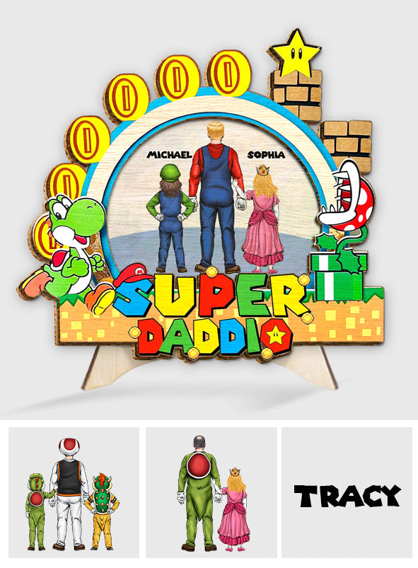 Super Daddio - Personalized Father 2 Layered Wood Sign / Wood Plaque