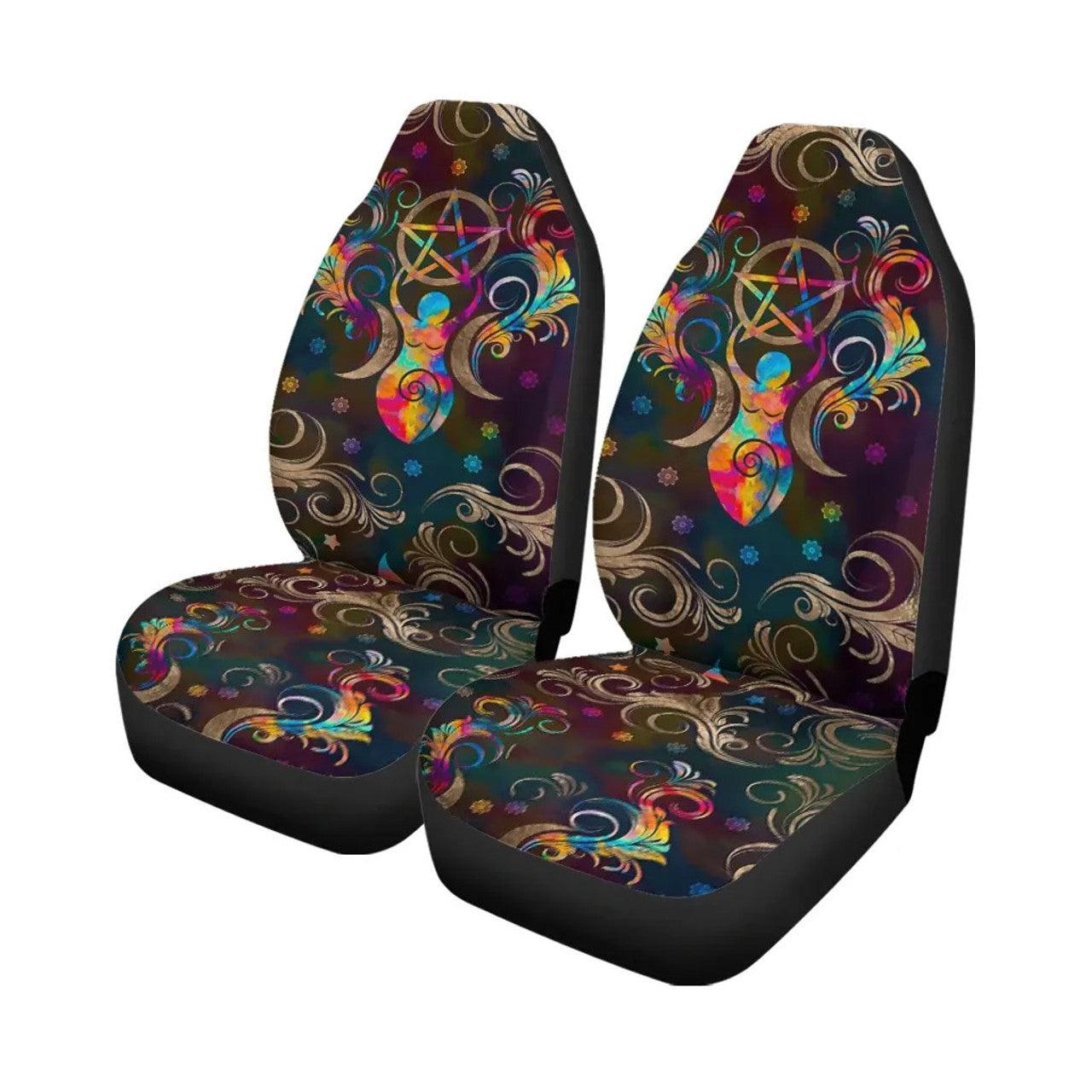 Celtic Wicca Triple Moon Goddess- Witch Seat Covers 0822