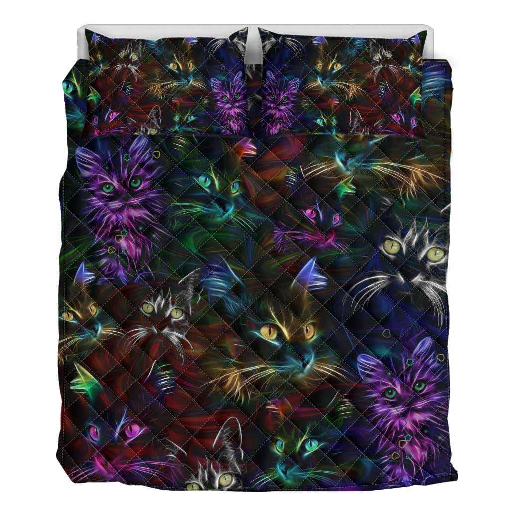 Cat Neon Cat Quilt Set 0622
