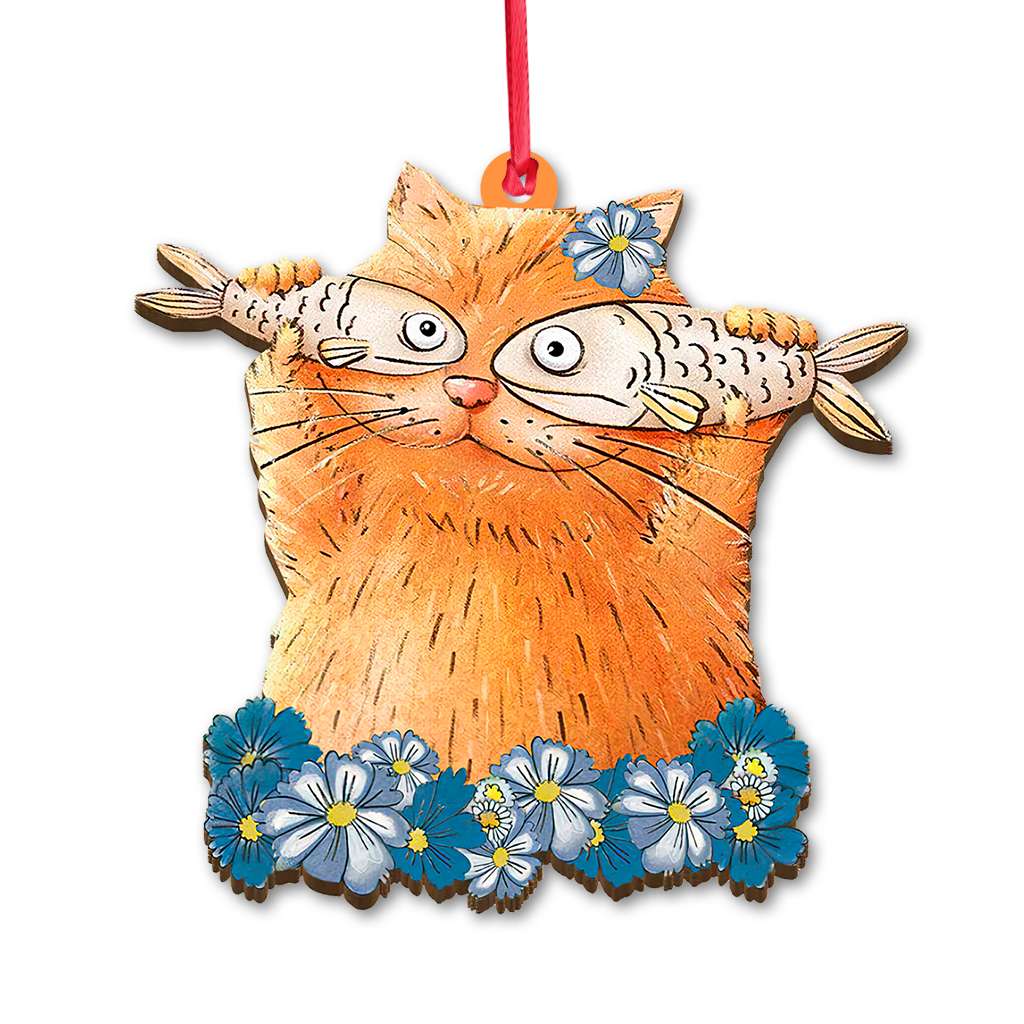 Cat Funny With Fishes - Cat Ornament (Printed On Both Sides) 1122