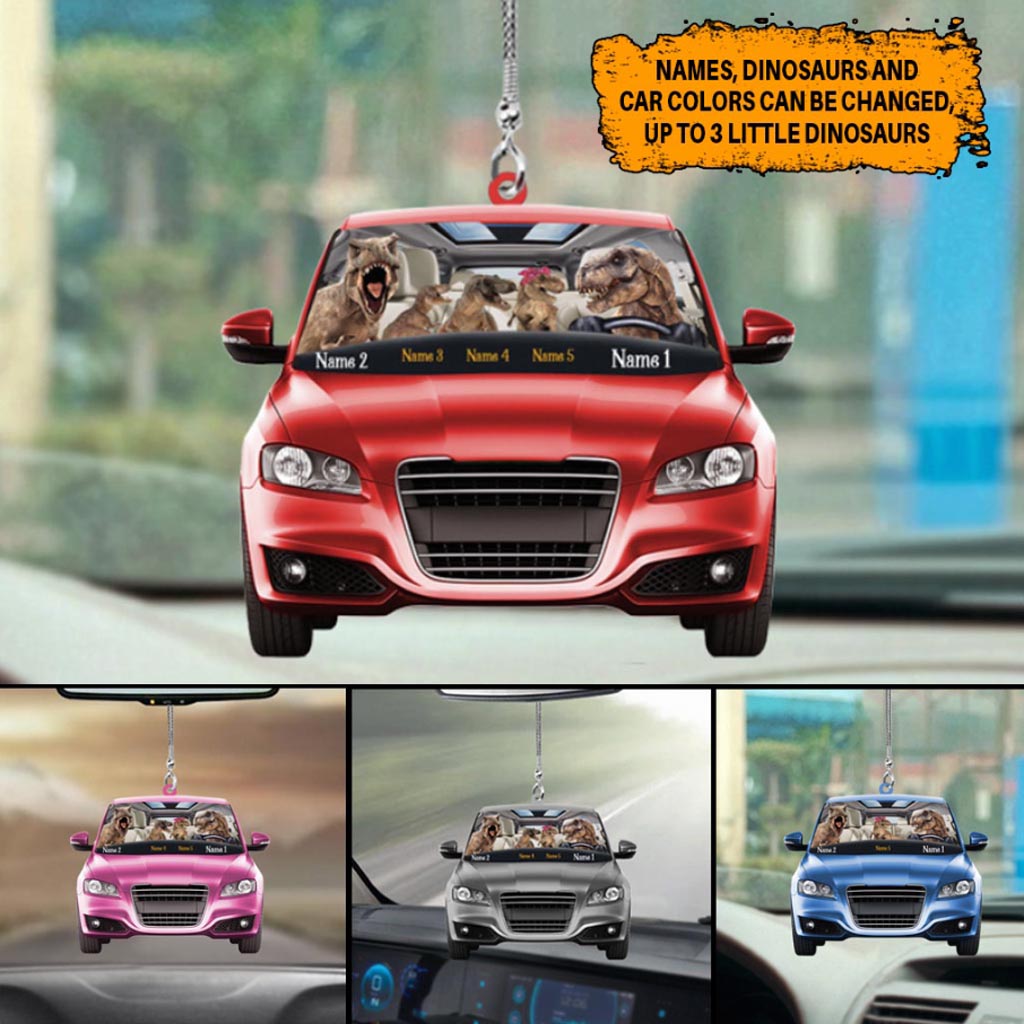 Dinosaur Family Two-sided Personalized Car Ornament