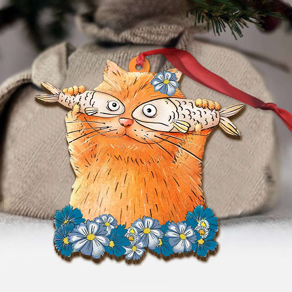 Cat Funny With Fishes - Cat Ornament (Printed On Both Sides) 1122