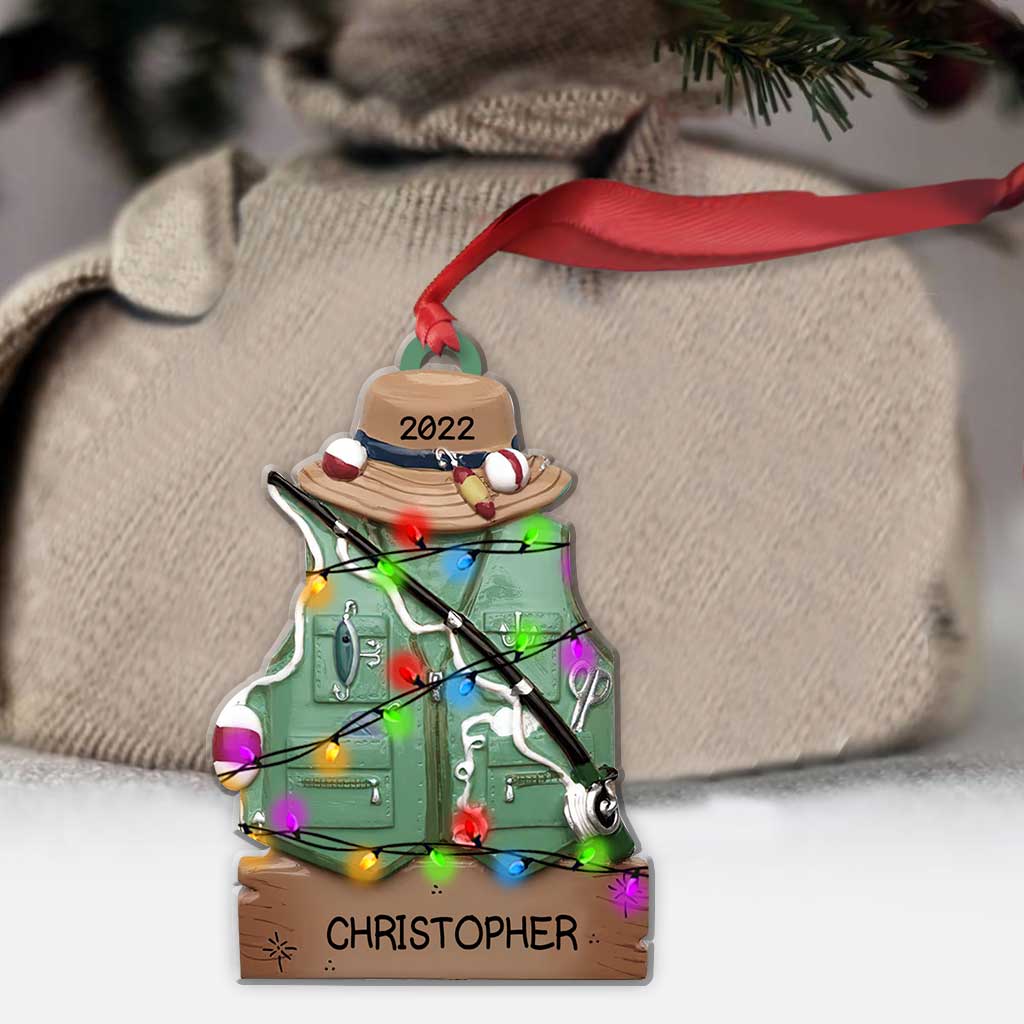 Fishing Outfit - Personalized Christmas Ornament (Printed On Both Sides)