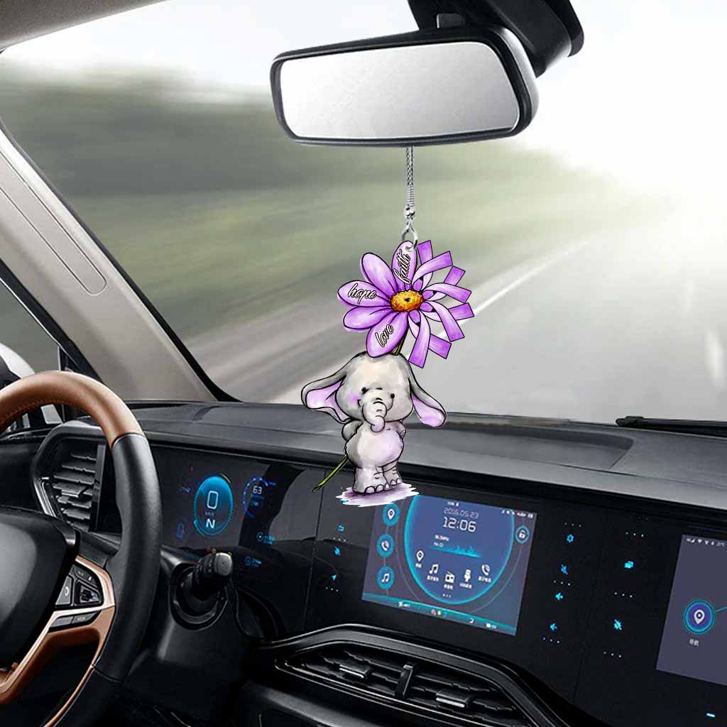 Faith Hope Love - Fibromyalgia Awareness Two-Sided Car Ornament