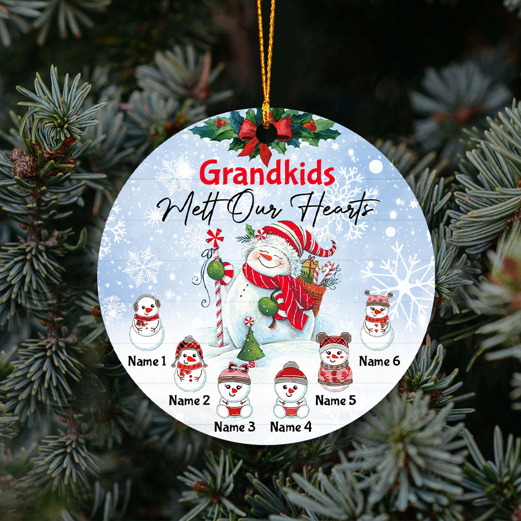 Grandkids Melt Our Heart - Personalized Grandma Ornament (Printed On Both Sides)