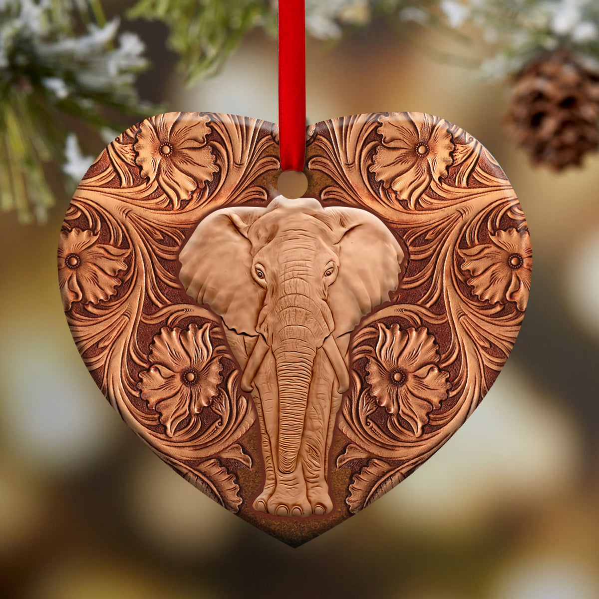 Elephant Wooden Printing - Elephant Ornament (Printed On Both Sides) 1122