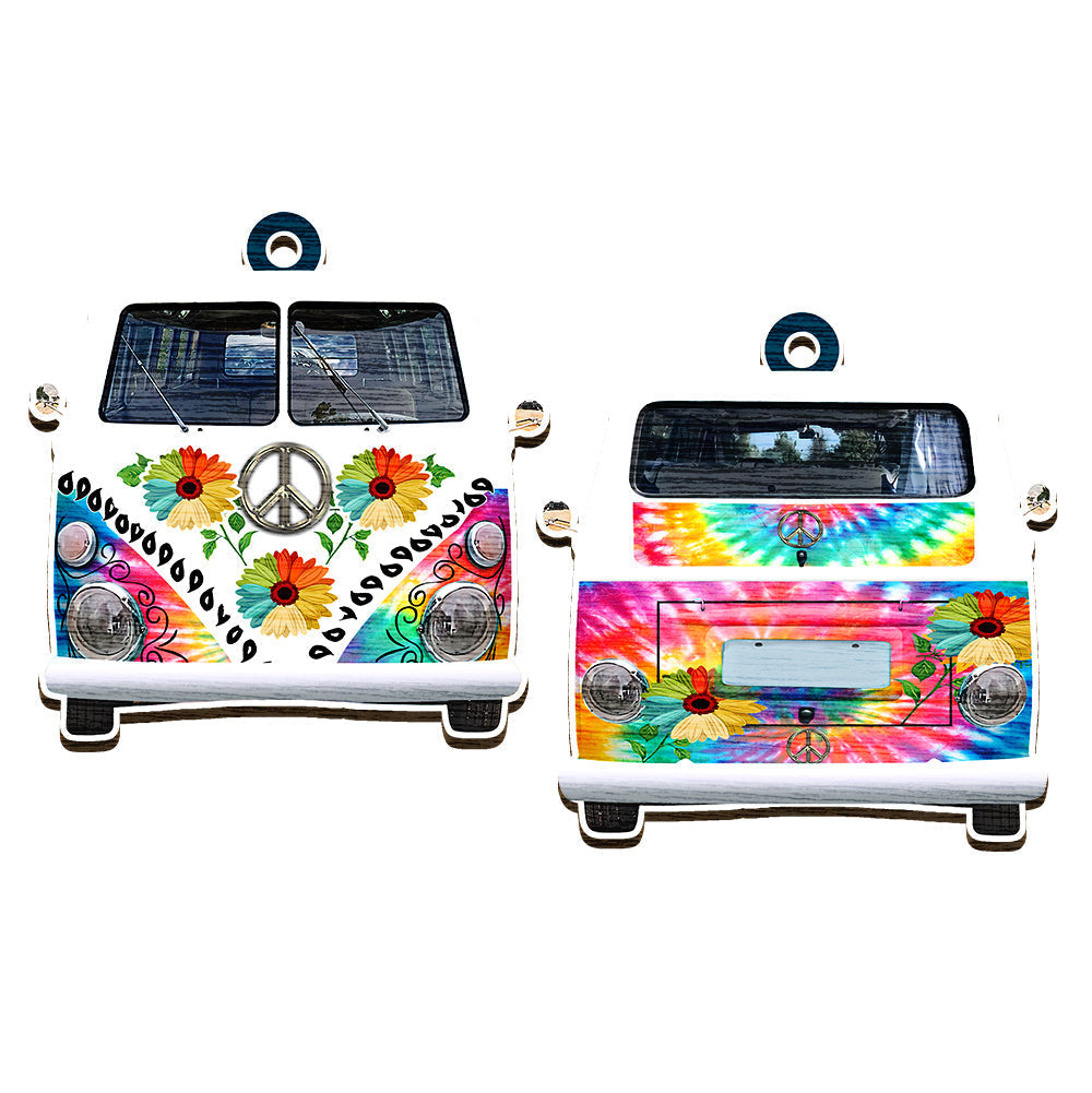 Hippie Van Tie Dye Pattern Peace Hippie Tumbler Campervan Hippie Gift - Personalized Hippie Ornament (Printed On Both Sides) 1122