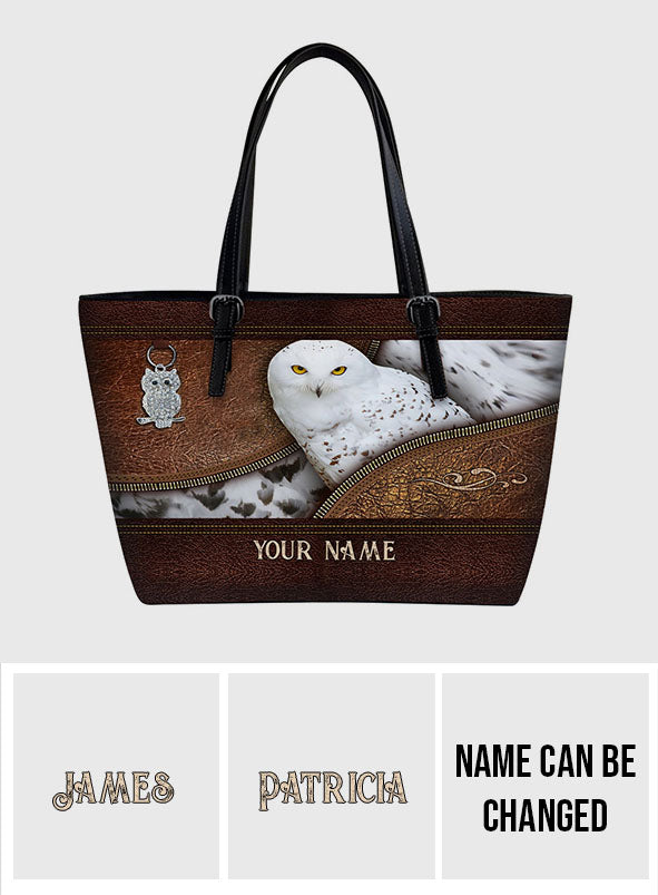 Snowy Owl - Personalized Owl Leather Bag